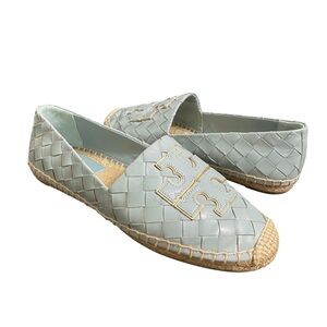 Tory Burch Blue Woven Leather Espadrilles Slip On Shoes 7.5